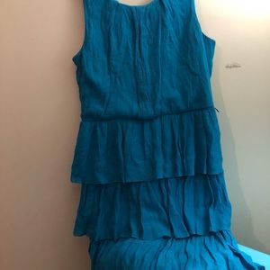 Juniors blue ruffled tier tank top
